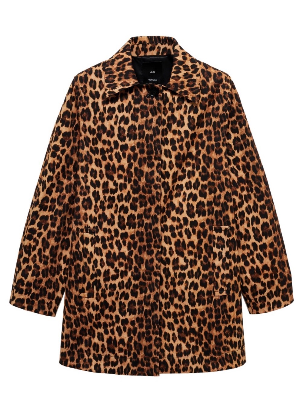 Mango Leopard Print Trench Coat - Brown & Black